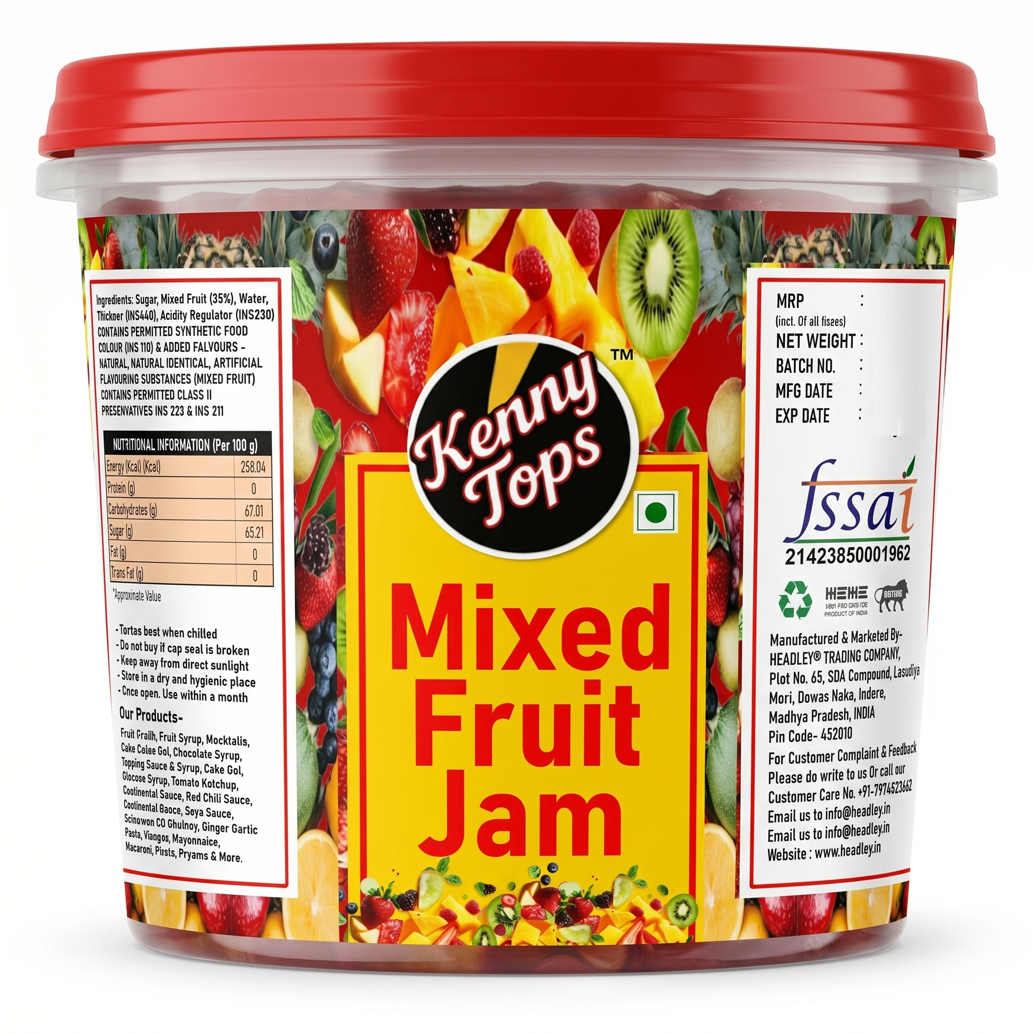 KennyTops Mixed Fruit Jam | PP Food Grade Jar | Bulk-Friendly Everyday Fruit Preserve |